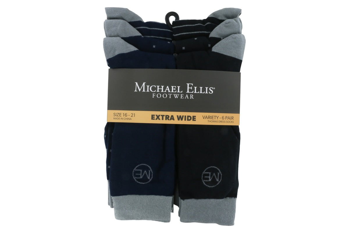 Michael Ellis Thomas BIG Dress Socks Variety 6-Pack - Extra Wide  Michael  Ellis Footwear